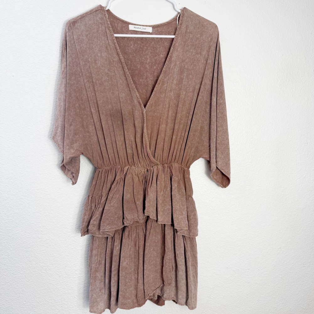 Mustard Seed | Taupe Ruffle Boho Romper